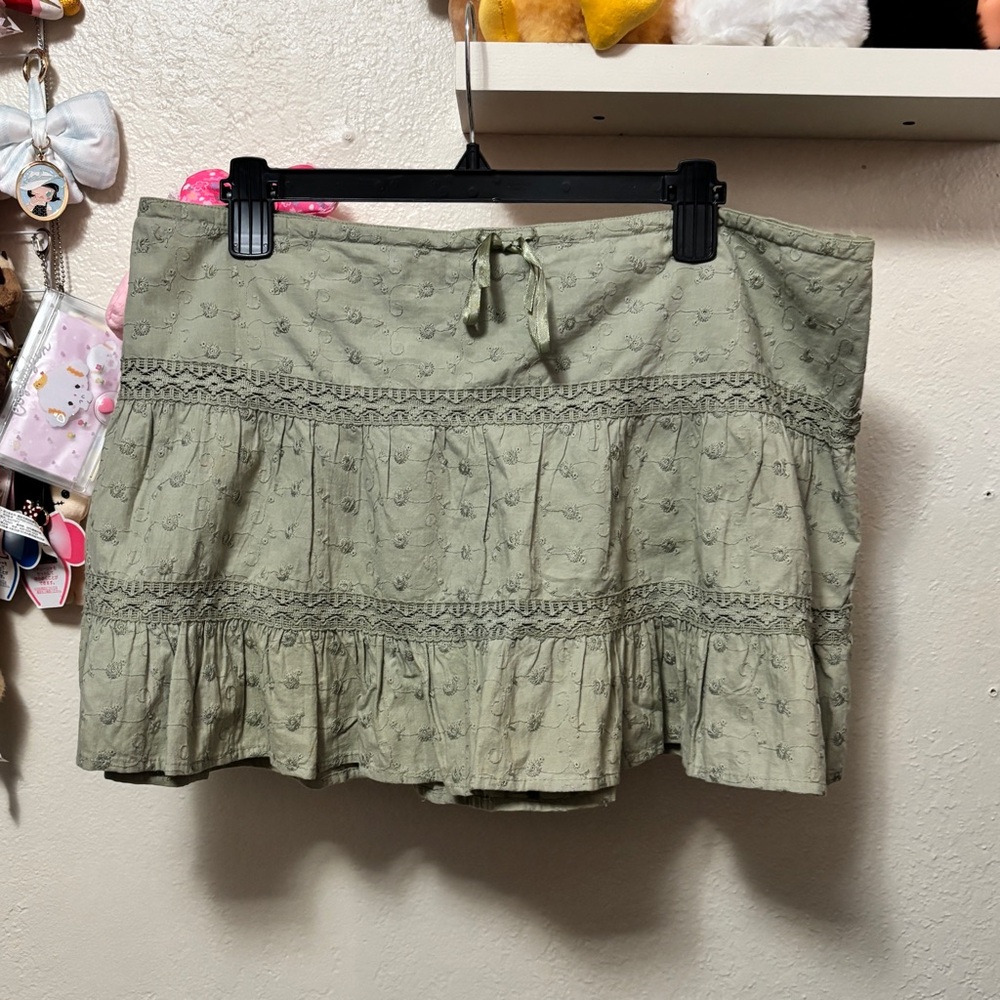y2k passport fairy lace green mini skirt size large